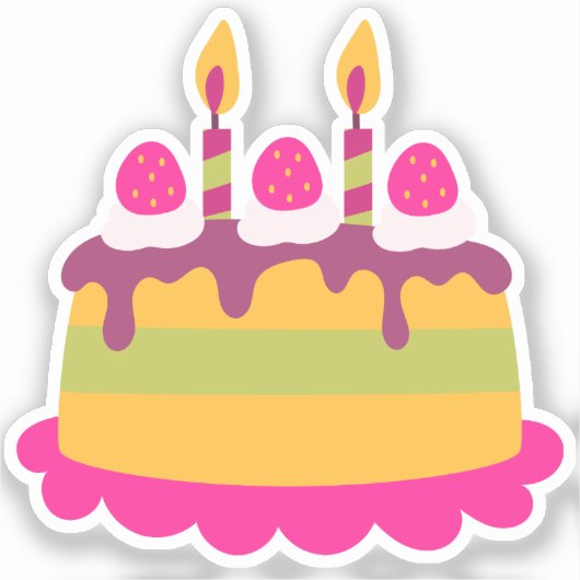 Verjaardagstaart op maat gesneden sticker (Voorkant)