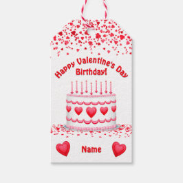 Verjaardagstaart op Valentijnsdag aangepaste kaars Cadeaulabel