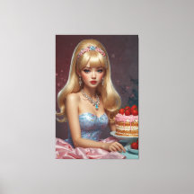 Verjaardagstaart opgerekt canvasprint