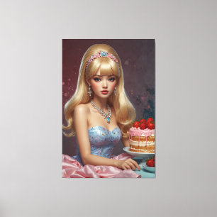 Verjaardagstaart opgerekt canvasprint canvas afdruk