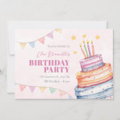 Verjaardagstaart pastel kleuren kaart (Voorkant)