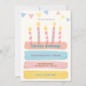 Verjaardagstaart pastel kleuren kaart (Voorkant)