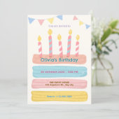 Verjaardagstaart pastel kleuren kaart (Staand voorkant)