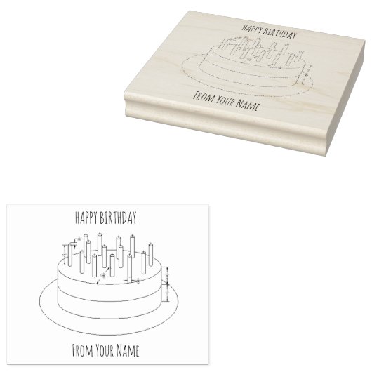 Verjaardagstaart plan rubberstempel (Gestempeld)