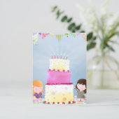 Verjaardagstaart plezier - briefkaart (Staand voorkant)