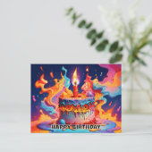 Verjaardagstaart psychedelische kleuren Verjaardag Briefkaart (Staand voorkant)