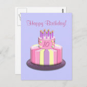 Verjaardagstaart (roze) briefkaart (Voorkant / Achterkant)