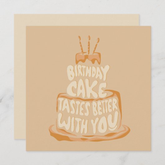 Verjaardagstaart smaakt beter bij jou - Grappig Bedankkaart (Voorkant / Achterkant)