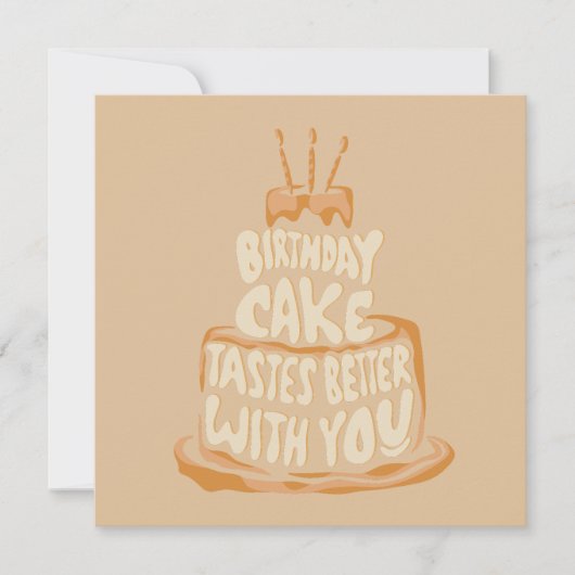 Verjaardagstaart smaakt beter bij jou - Grappig Bedankkaart (Voorkant)
