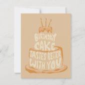 Verjaardagstaart smaakt beter bij jou - Grappig Kaart (Voorkant)