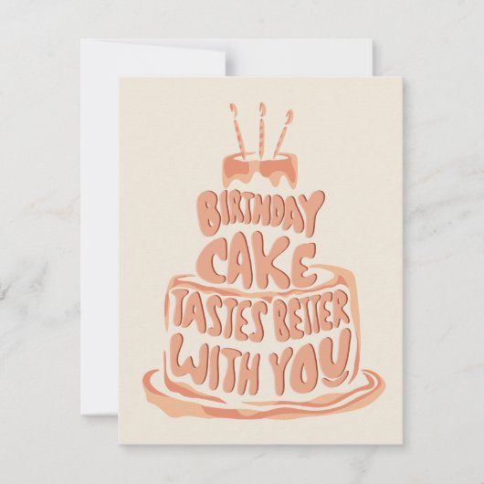 Verjaardagstaart smaakt beter bij jou - Peach Kaart (Voorkant)