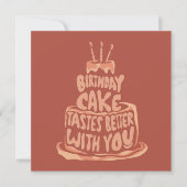 Verjaardagstaart smaakt beter bij jou - Rood Bedankkaart (Voorkant)
