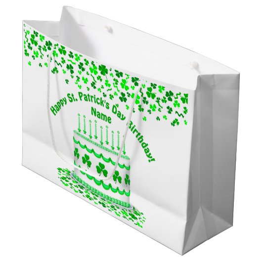 Verjaardagstaart St. Patrick's Day Aanpasbare Kaar Groot Cadeauzakje (Voorkant Gekanteld)