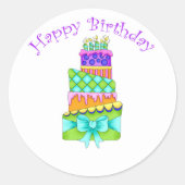Verjaardagstaart Stickers - met Happy Birthday (Voorkant)