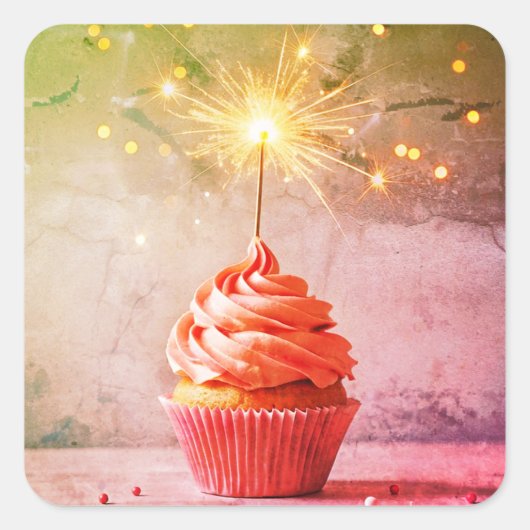 Verjaardagstaart stickers of envelopzegels (Voorkant)