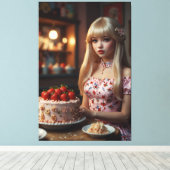 Verjaardagstaart Stretched Canvas Print (Insitu (Houten vloer))