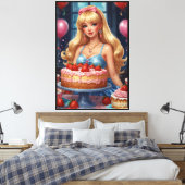 Verjaardagstaart Stretched Canvas Print (Insitu (Slaapkamer))