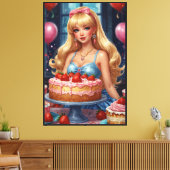 Verjaardagstaart Stretched Canvas Print (Insitu (Woonkamer))