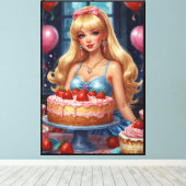 Verjaardagstaart Stretched Canvas Print (Insitu (Houten vloer))