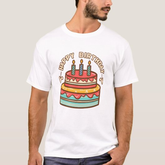 Verjaardagstaart t-shirt (Voorkant)