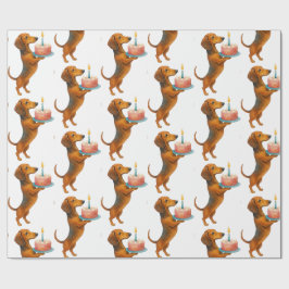 Verjaardagstaart teckel puppy wiener dog cadeaupapier