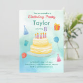 Verjaardagstaart - Uitnodiging (Staand voorkant)