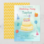 Verjaardagstaart - Uitnodiging (Voorkant / Achterkant)