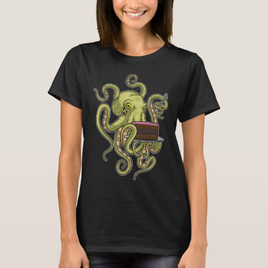 Verjaardagstaart van de octopus t-shirt (Voorkant)