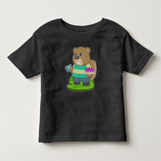 verjaardagstaart van een bever kinder shirts (Voorkant)
