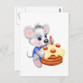 verjaardagstaart van een muis briefkaart (Voorkant / Achterkant)