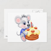 verjaardagstaart van een muis briefkaart (Voorkant / Achterkant)