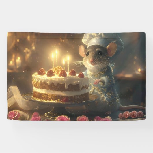 Verjaardagstaart van Fabulous Mice Baker Spandoek (Horizontaal)