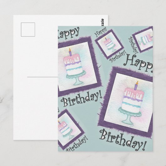 Verjaardagstaart Verjaardagskaarten Briefkaart (Voorkant / Achterkant)