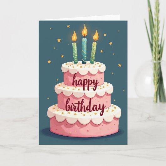 Verjaardagstaart Viering Card Kaart (Voorkant)