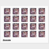 Verjaardagstaart Viering Roze Blos Vierkante Sticker (Vel)