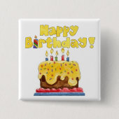 verjaardagstaart vierkante button 5,1 cm (Voorkant)