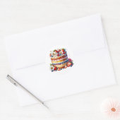 Verjaardagstaart vol bessen ronde sticker (Envelop)