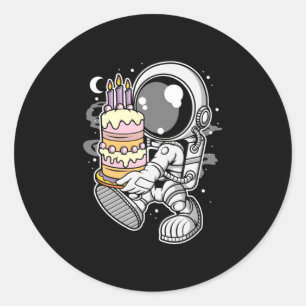 Verjaardagstaart voor astronaut ronde sticker