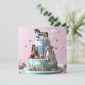 VERJAARDAGSTAART VOOR KINDEREN MET EEN LEUK PONY-T KAART (Staand voorkant)