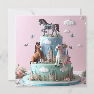 VERJAARDAGSTAART VOOR KINDEREN MET EEN LEUK PONY-T KAART