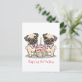 Verjaardagstaart voor Pug-honden Cupcake Briefkaart (Staand voorkant)