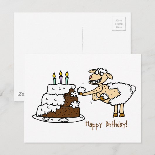 verjaardagstaart voor schapen briefkaart (Voorkant / Achterkant)