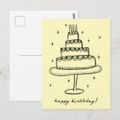 Verjaardagstaart Whimsical Schets Doodle  Briefkaart (Voorkant / Achterkant)