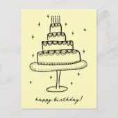 Verjaardagstaart Whimsical Schets Doodle  Briefkaart (Voorkant)