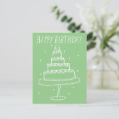 Verjaardagstaart Whimsical Schets Doodle Briefkaart (Staand voorkant)