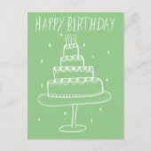 Verjaardagstaart Whimsical Schets Doodle Briefkaart (Voorkant)