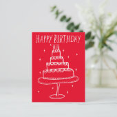 Verjaardagstaart Whimsical Schets Doodle Briefkaart (Staand voorkant)