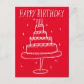 Verjaardagstaart Whimsical Schets Doodle Briefkaart (Voorkant)