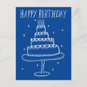 Verjaardagstaart Whimsical Schets Doodle Briefkaart (Voorkant)