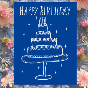 Verjaardagstaart Whimsical Schets Doodle  Briefkaart